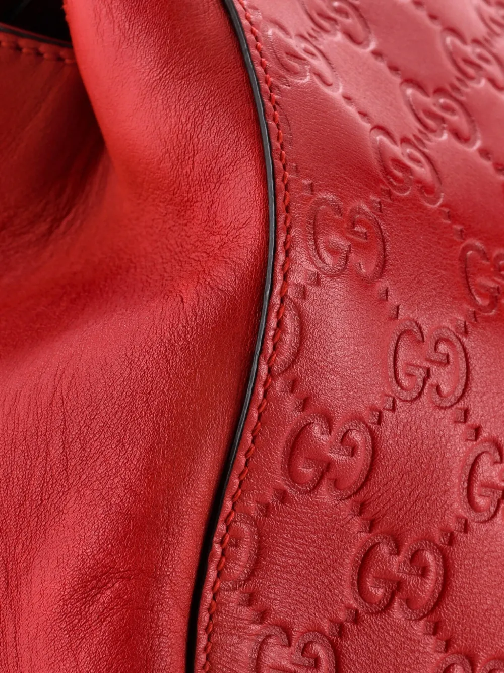 Pre-owned Gucci Soft Signature Shoulder Bag Ssima Leather Medium Tote Bag In Red