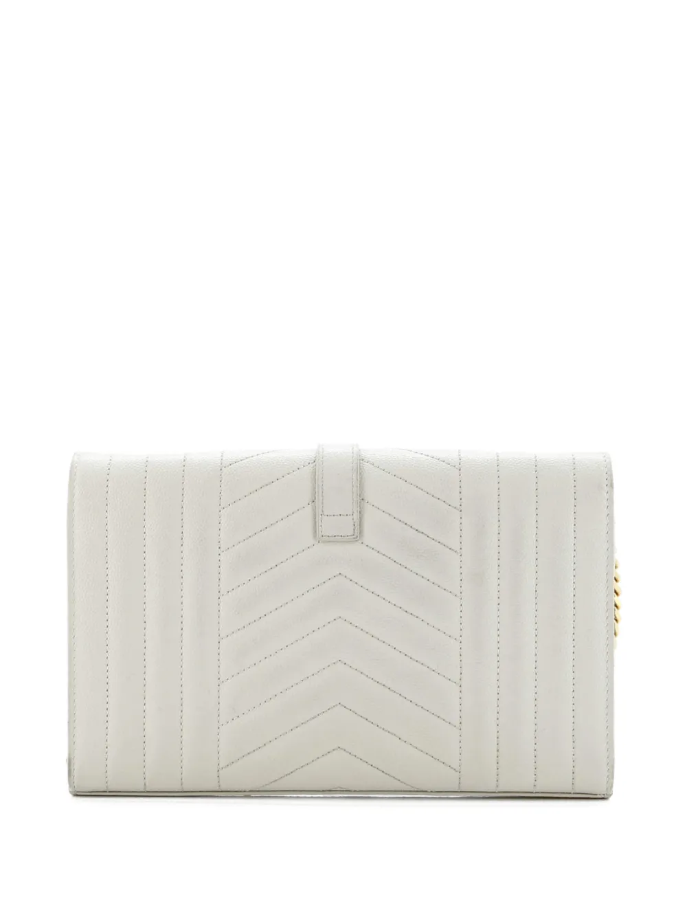 SAINT LAURENT Pre-owned Classic Monogram Chain Wallet Mixed Matelasse Leather Medium Crossbody Bag In Neutral