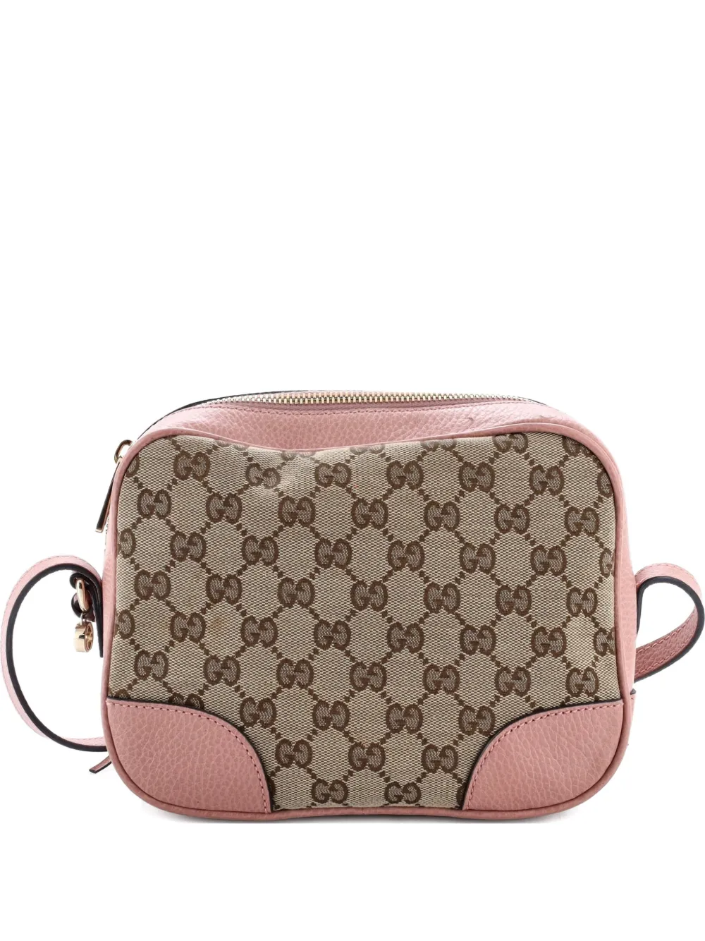 Pre-owned Gucci Bree Disco Gg Canvas With Leather Mini Crossbody Bag In Brown