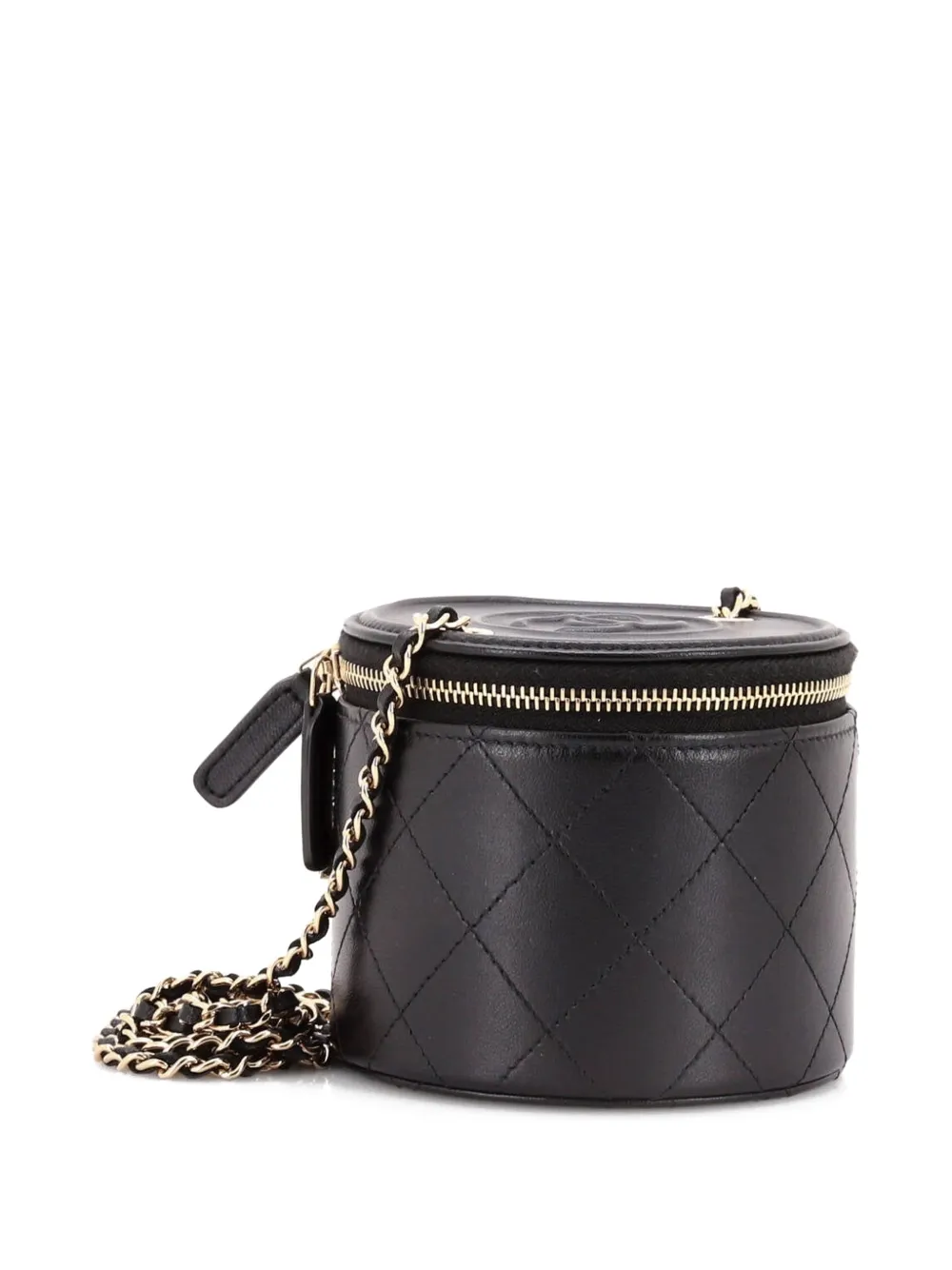 CHANEL Pre-Owned CC Round Vanity Case with Chain Quilted Lambskin Mini clutch bag | Estilos de archivo | Image 2