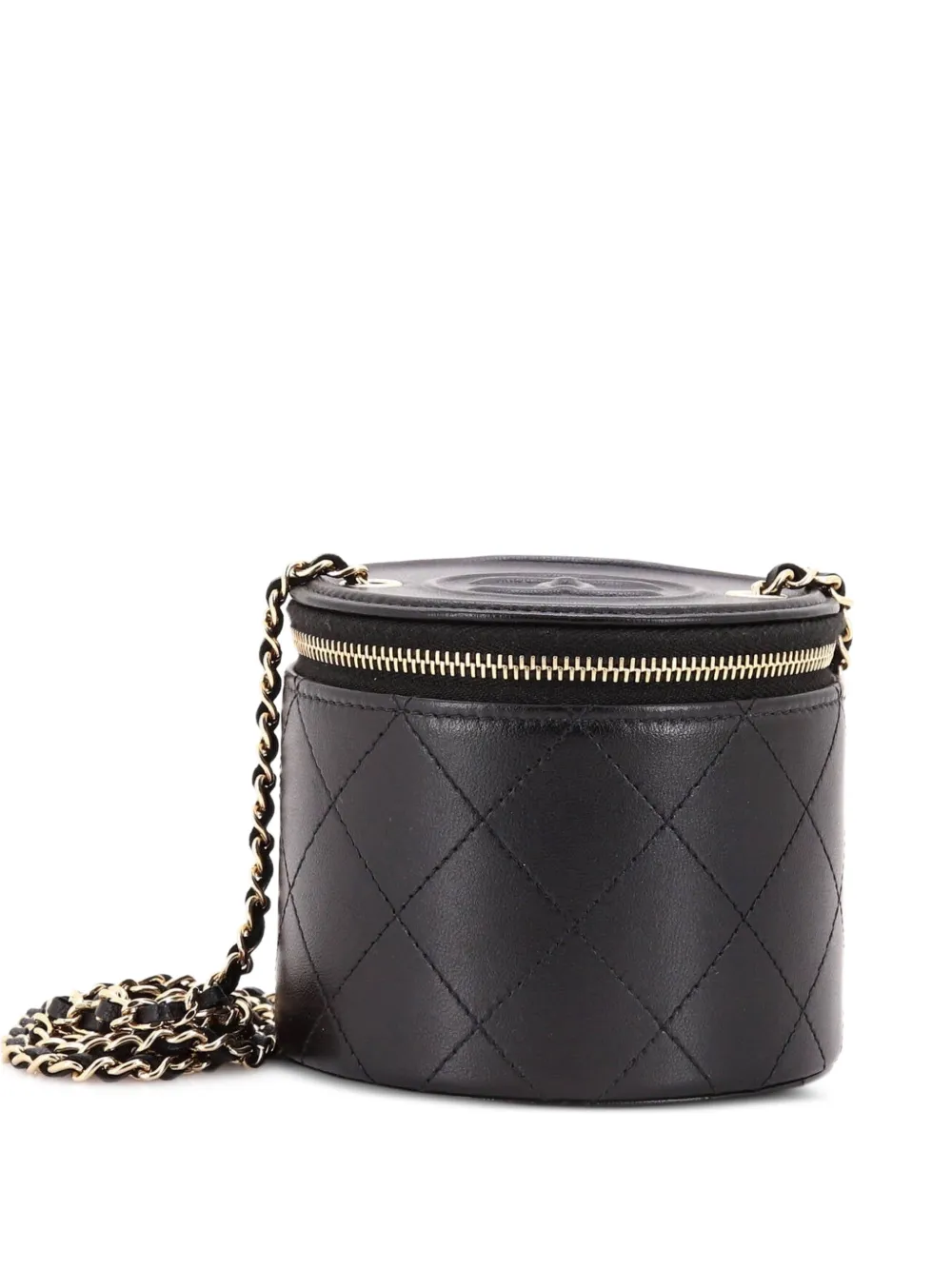 CHANEL Pre-Owned CC Round Vanity Case with Chain Quilted Lambskin Mini clutch bag | negro | Image 1