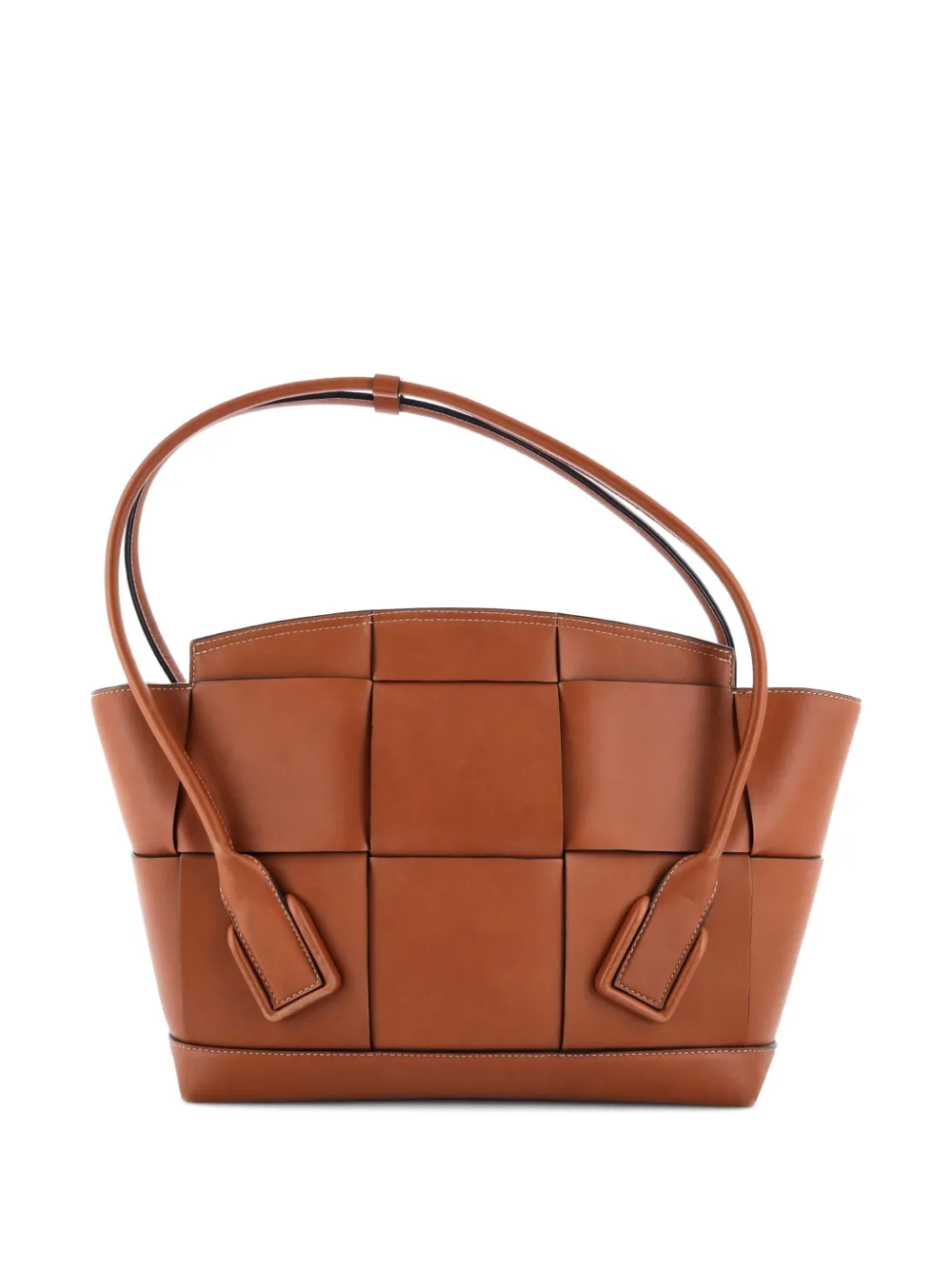 Pre-owned Bottega Veneta Arco Bag Maxi Intrecciato Leather Medium Shoulder Bag In Brown