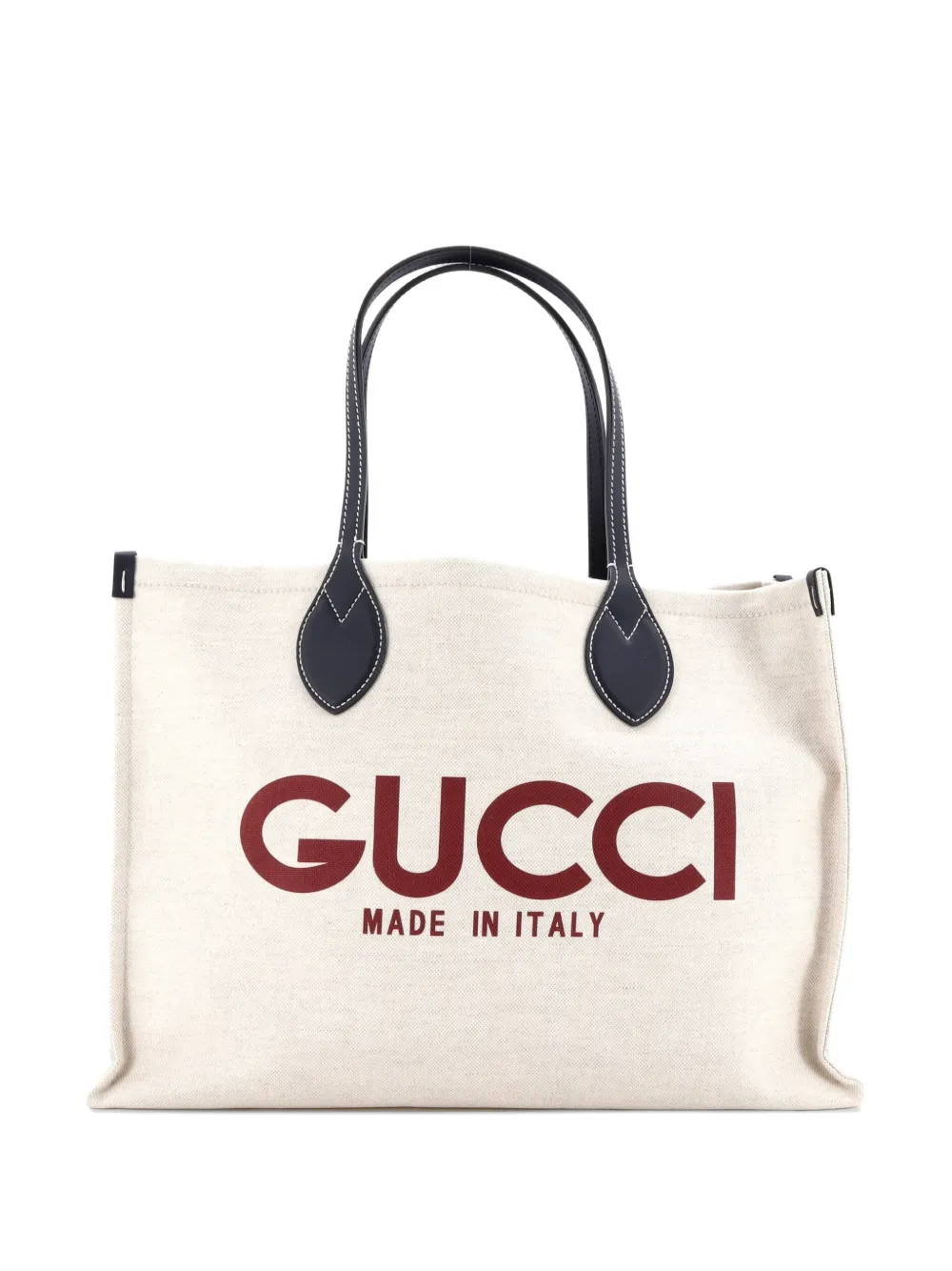 Pre-owned Gucci Logo Shopper Printed Canvas Medium Tote Bag In Neutral