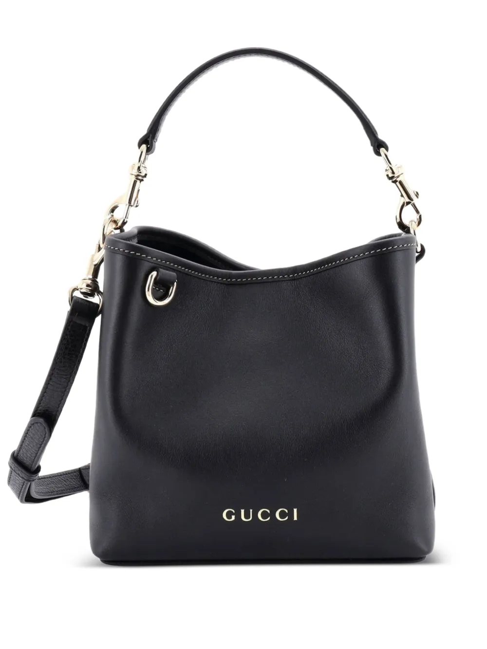 Gucci Pre-Owned Emblem Leather Small bucket bag - Nero