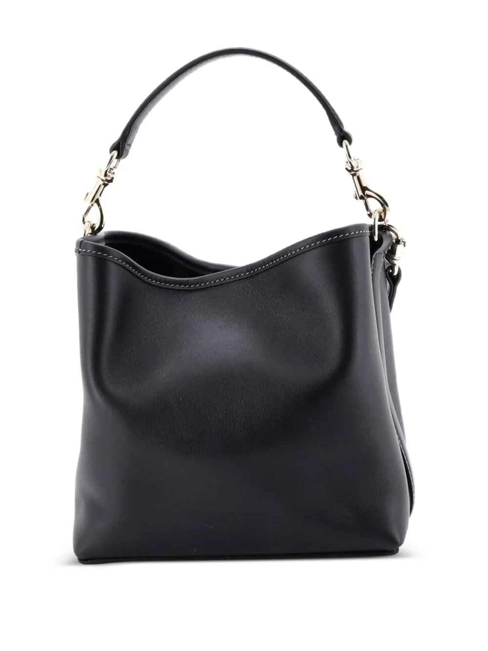 Emblem Leather Small Bucket Bag