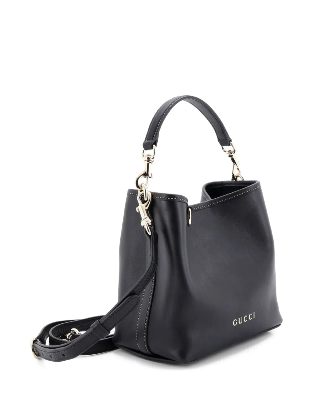 Emblem Leather Small Bucket Bag