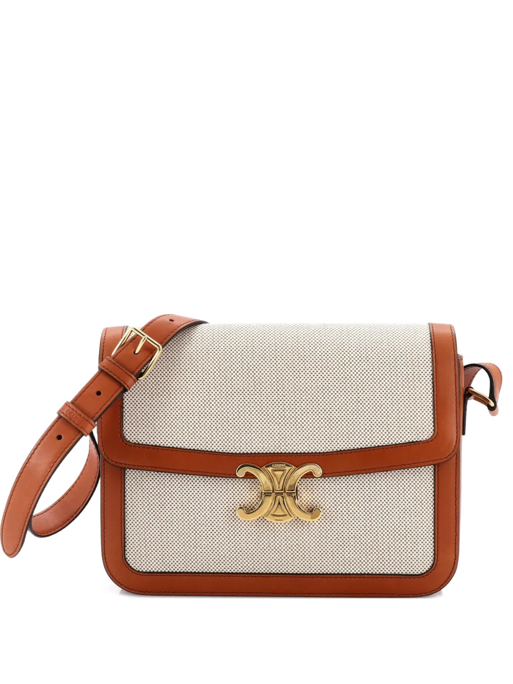 Celine Pre-Owned Triomphe Shoulder Bag Canvas with Leather Medium crossbody bag - Marrone