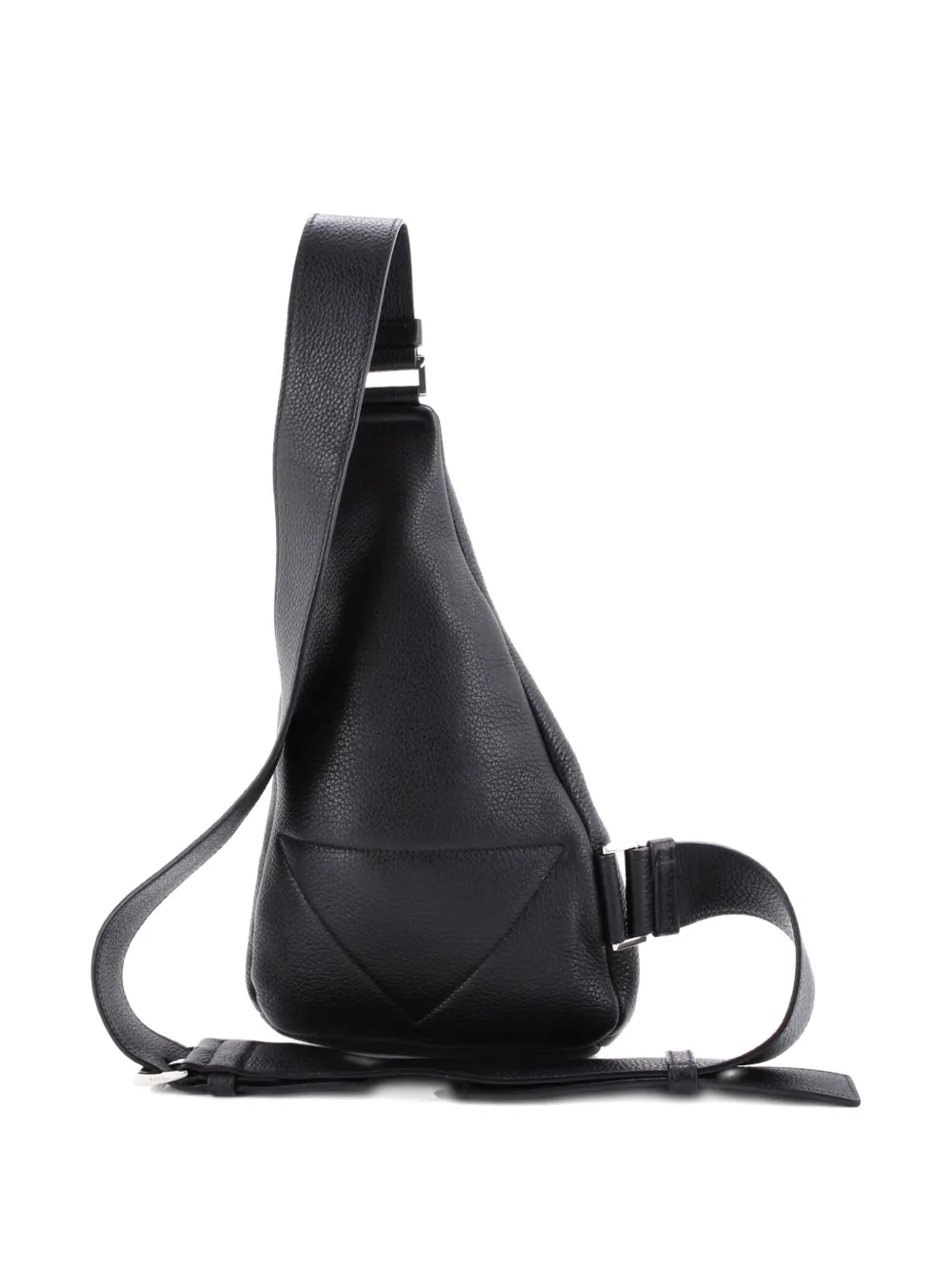 Pre-owned Prada Triangle Logo Sling Bag Leather Backpack In Black