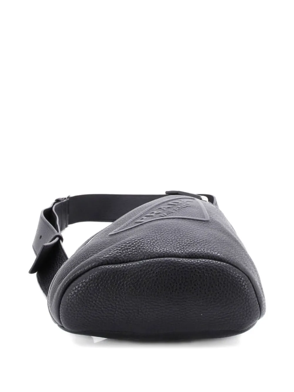 Pre-owned Prada Triangle Logo Sling Bag Leather Backpack In Black