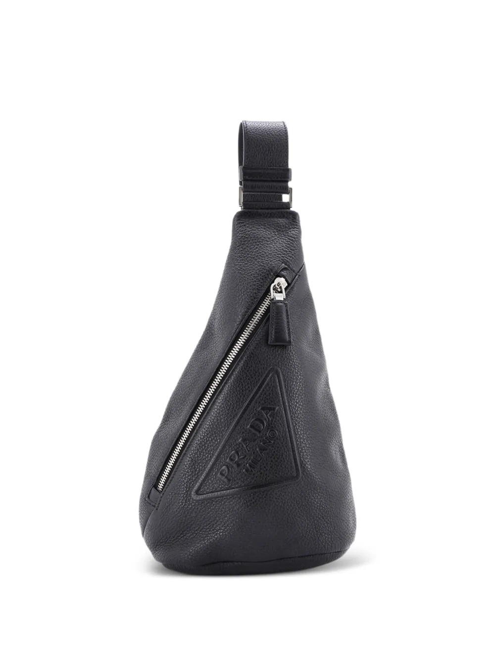 Prada Pre-Owned Triangle Logo Sling Bag Leather backpack - Nero