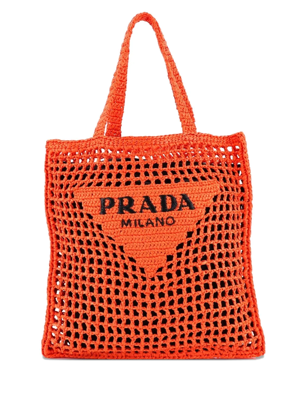 Prada Pre-Owned Triangle Logo Open Raffia tote bag | Orange | Image 1