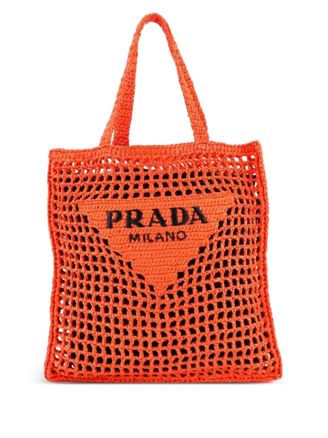 Prada Pre-Owned Triangle Logo Open Raffia tote bag