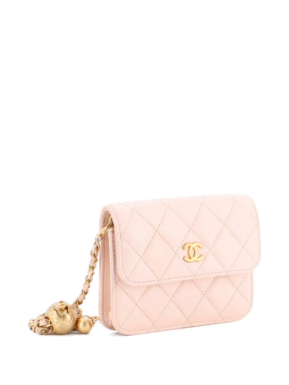 Pre-owned Chanel Pearl Crush Flap Clutch With Chain Quilted Lambskin Mini Crossbody Bag In Neutral