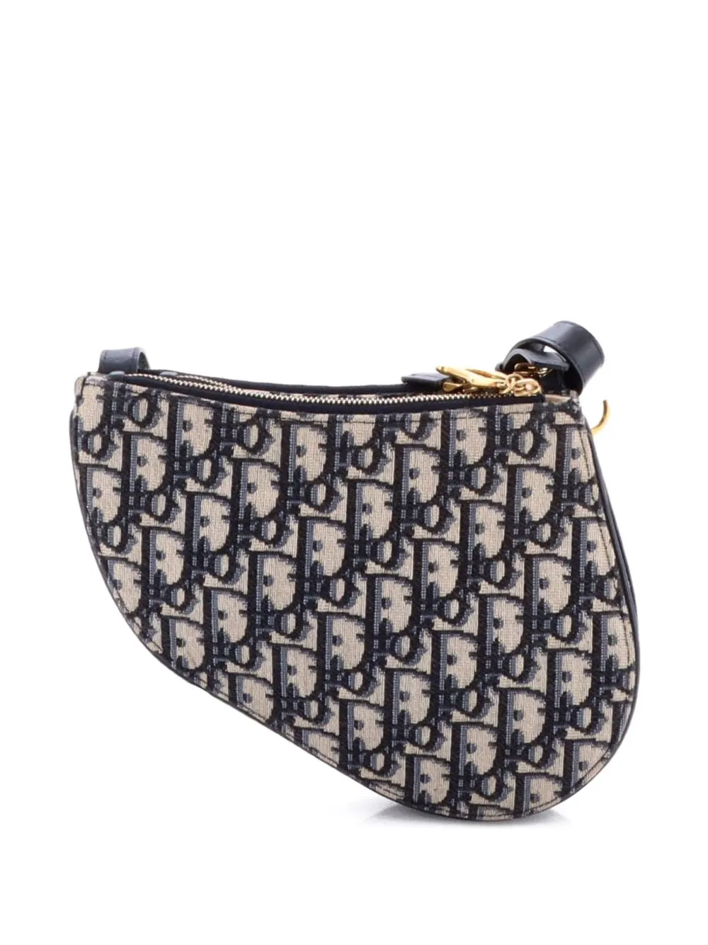 Pre-owned Dior Saddle Triple Zip Pouch Oblique Canvas Crossbody Bag In Blue