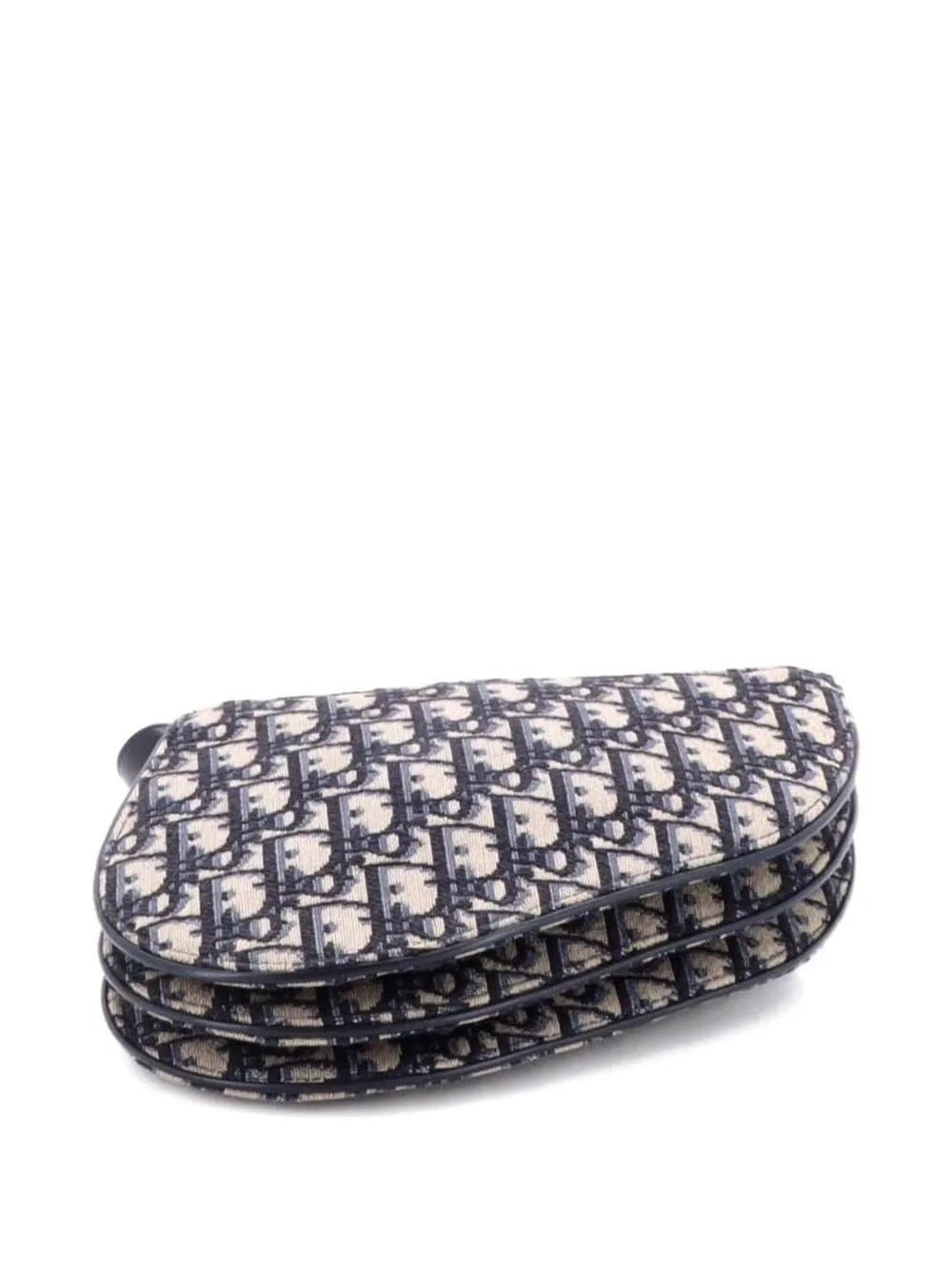 Pre-owned Dior Saddle Triple Zip Pouch Oblique Canvas Crossbody Bag In Blue