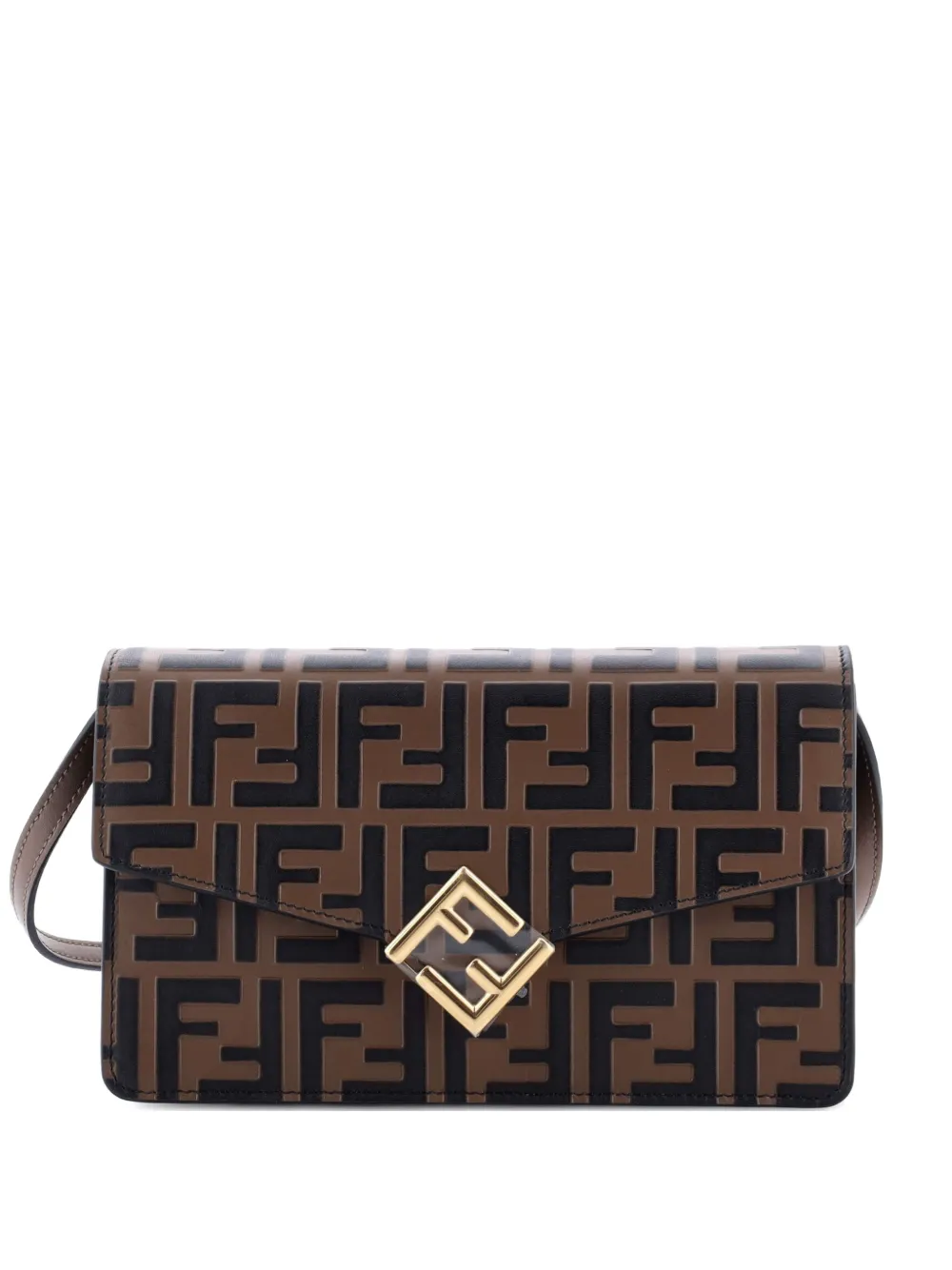Fendi Pre-Owned FF Diamonds Wallet on Chain FF Embossed Leather shoulder bag | Brown | Image 1