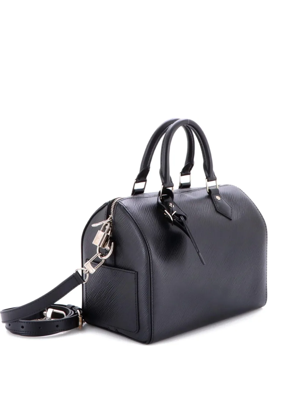 Pre-owned Louis Vuitton Speedy Bandouliere Bag Epi Leather 25 Satchel In Black