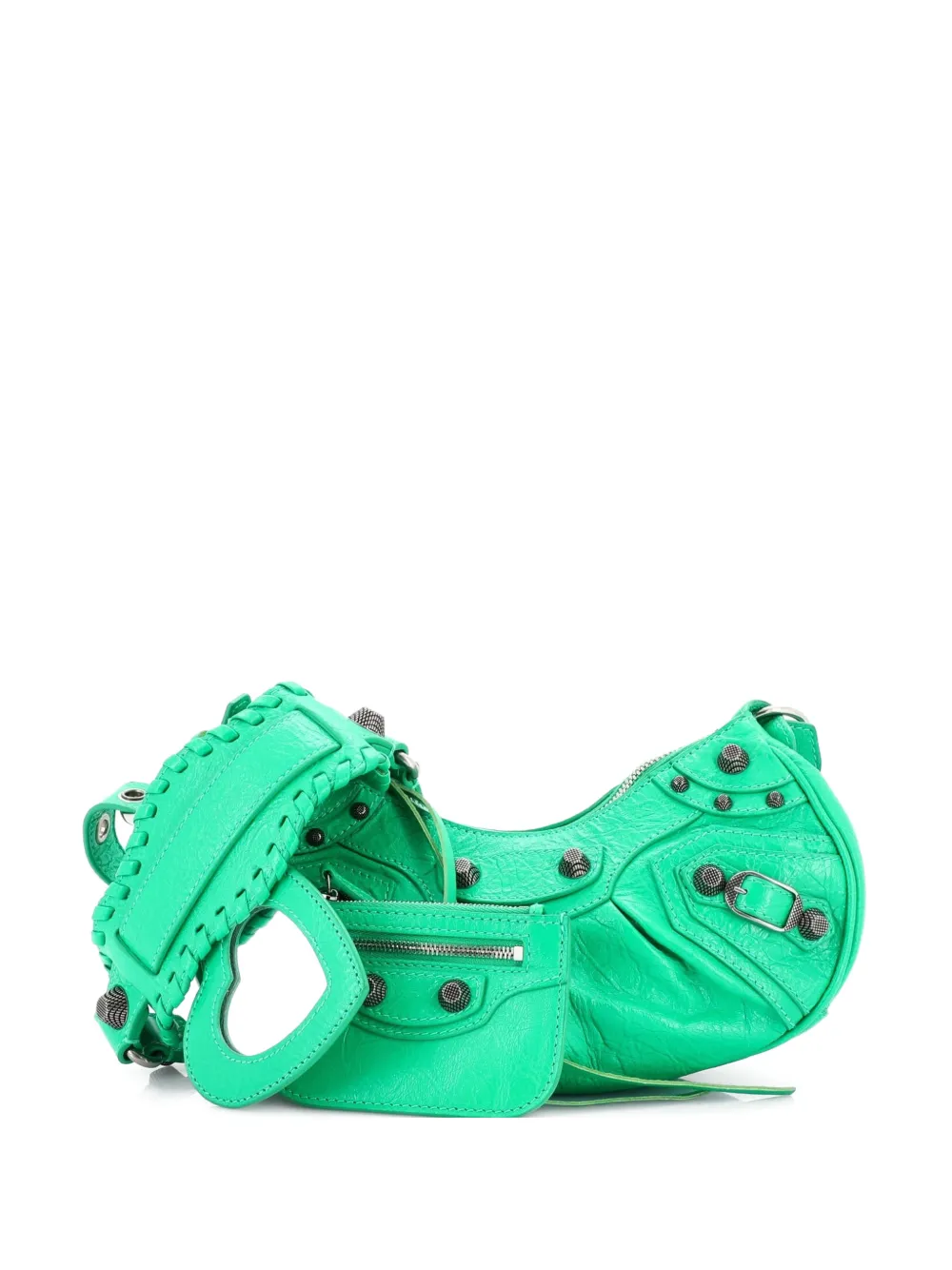 Balenciaga Pre-Owned Le Cagole Giant Studs Shoulder Bag Leather XS hobo bag - Verde