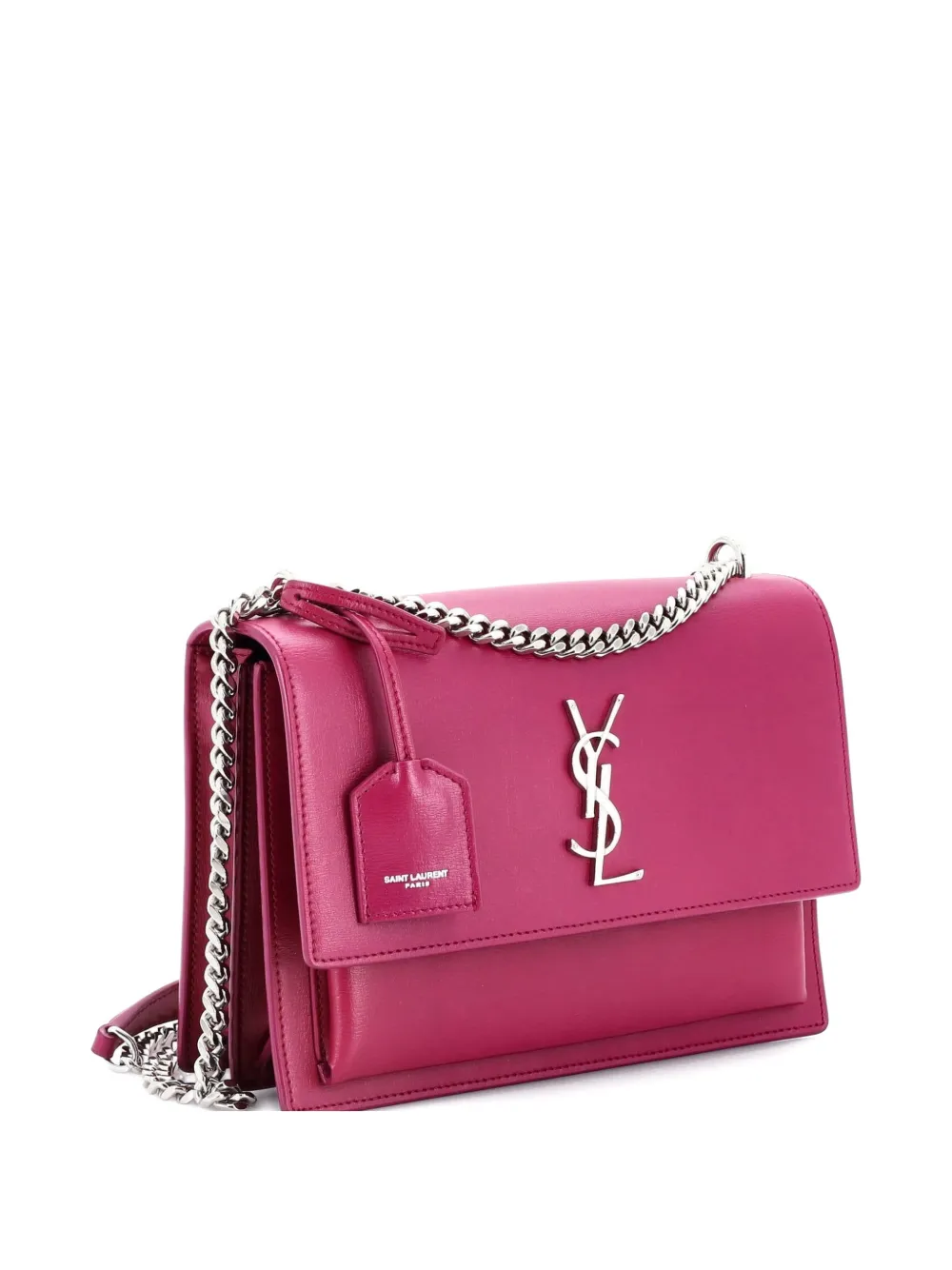 Pre-owned Saint Laurent Sunset Leather Medium Crossbody Bag In Purple