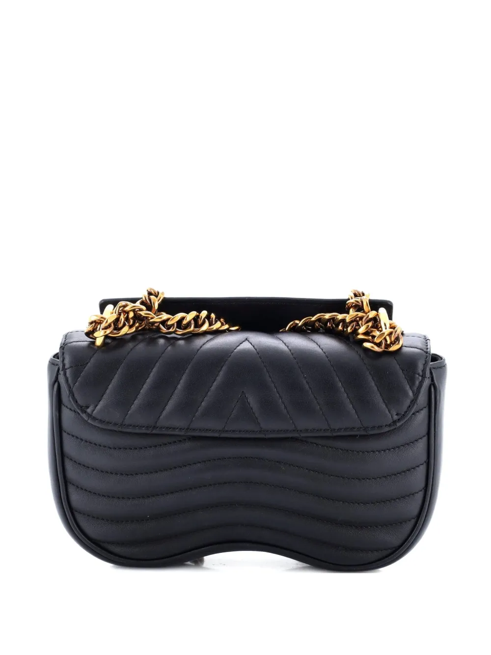 Pre-owned Louis Vuitton New Wave Chain Bag Quilted Leather Pm Shoulder Bag In Black