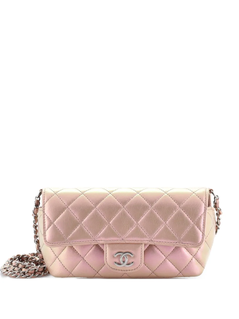 CHANEL Pre-Owned Classic Sunglasses Case with Chain Quilted Iridescent Lambskin shoulder bag - Rosa