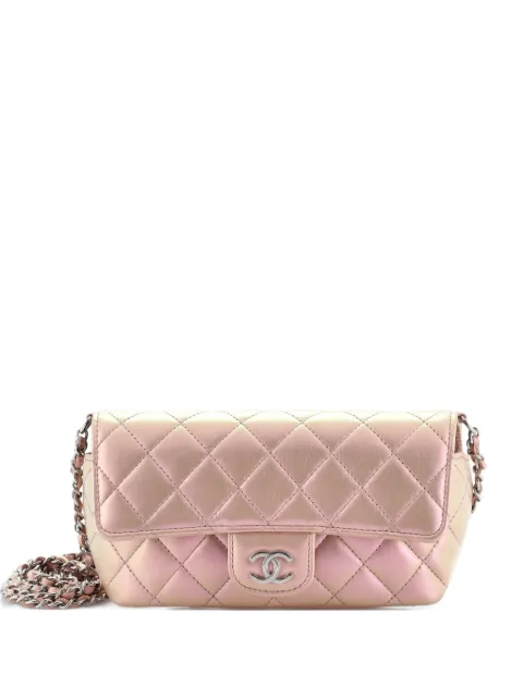 CHANEL Pre-Owned Classic Sunglasses Case with Chain Quilted Iridescent Lambskin shoulder bag