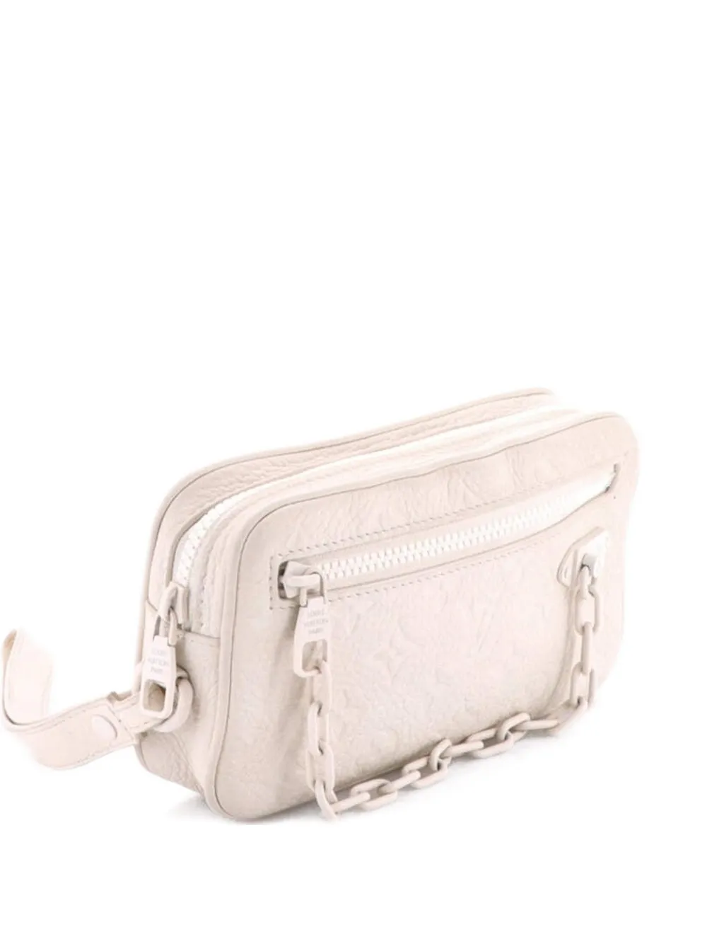 Pre-owned Louis Vuitton Solar Ray Pochette Volga Monogram Taurillon Leather Clutch Bag In White
