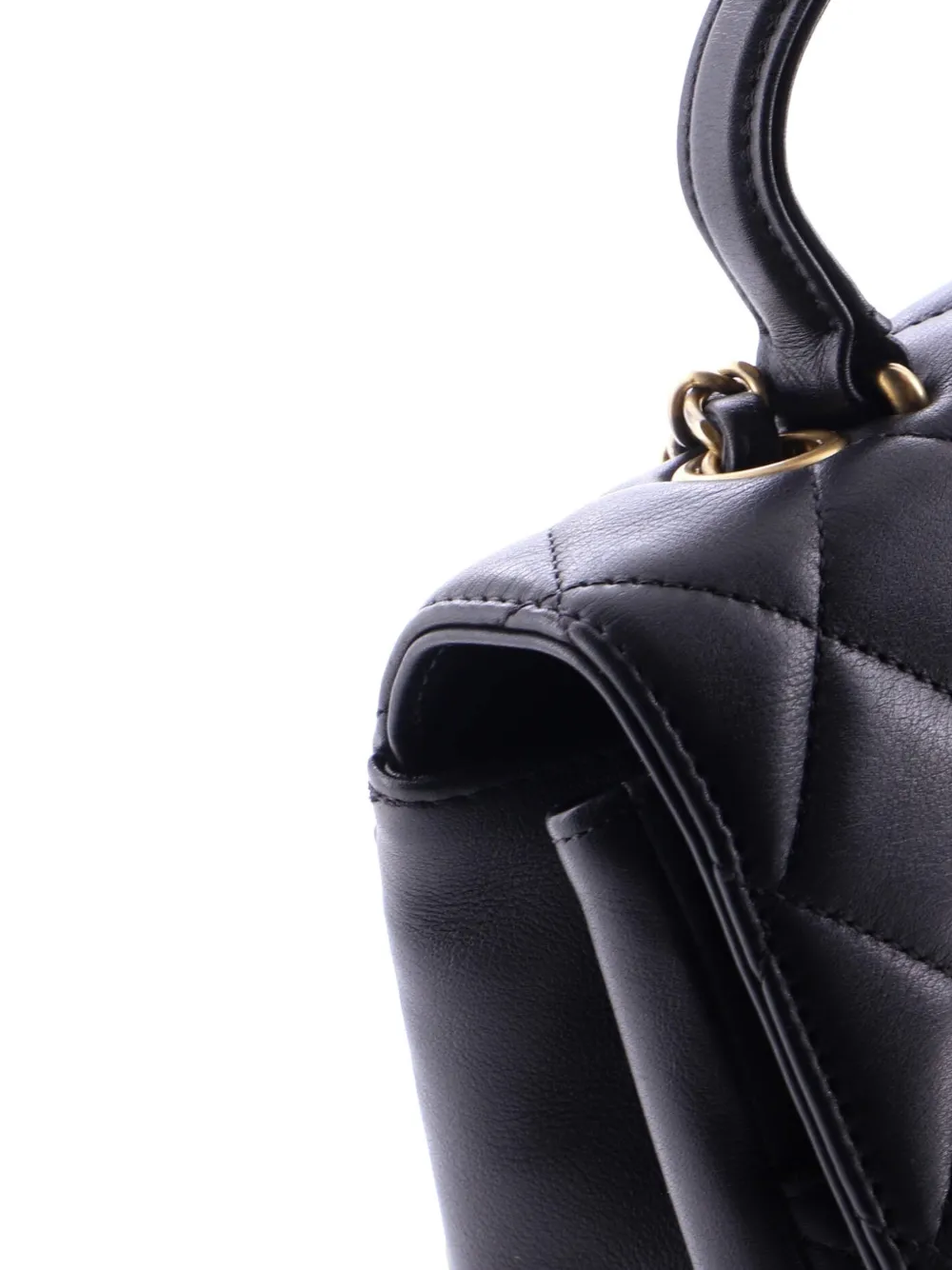 Pre-owned Chanel In The City Top Handle Flap Bag Mixed Quilt Calfskin Medium Shoulder Bag In Black