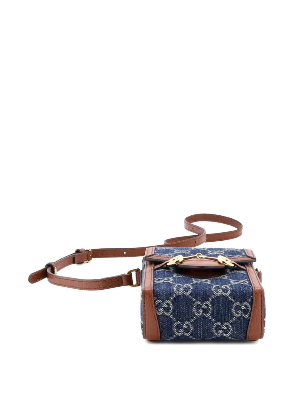 GUCCI Pre-owned Horsebit 1955 Gg Denim Mini Crossbody Bag In Blue