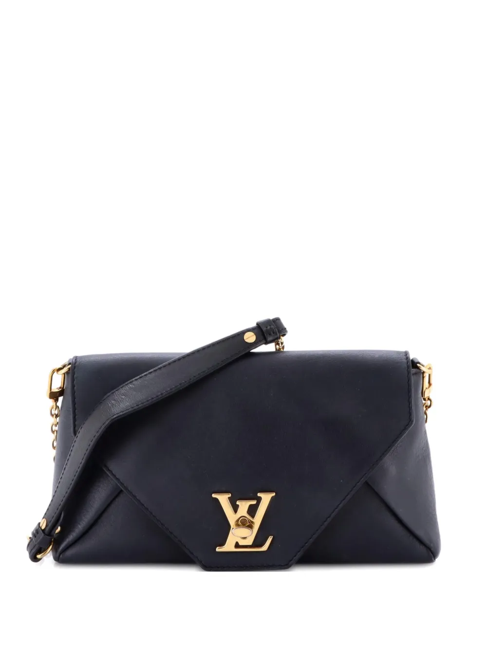 Pre-owned Louis Vuitton Love Note Chain Clutch Leather Crossbody Bag In Black