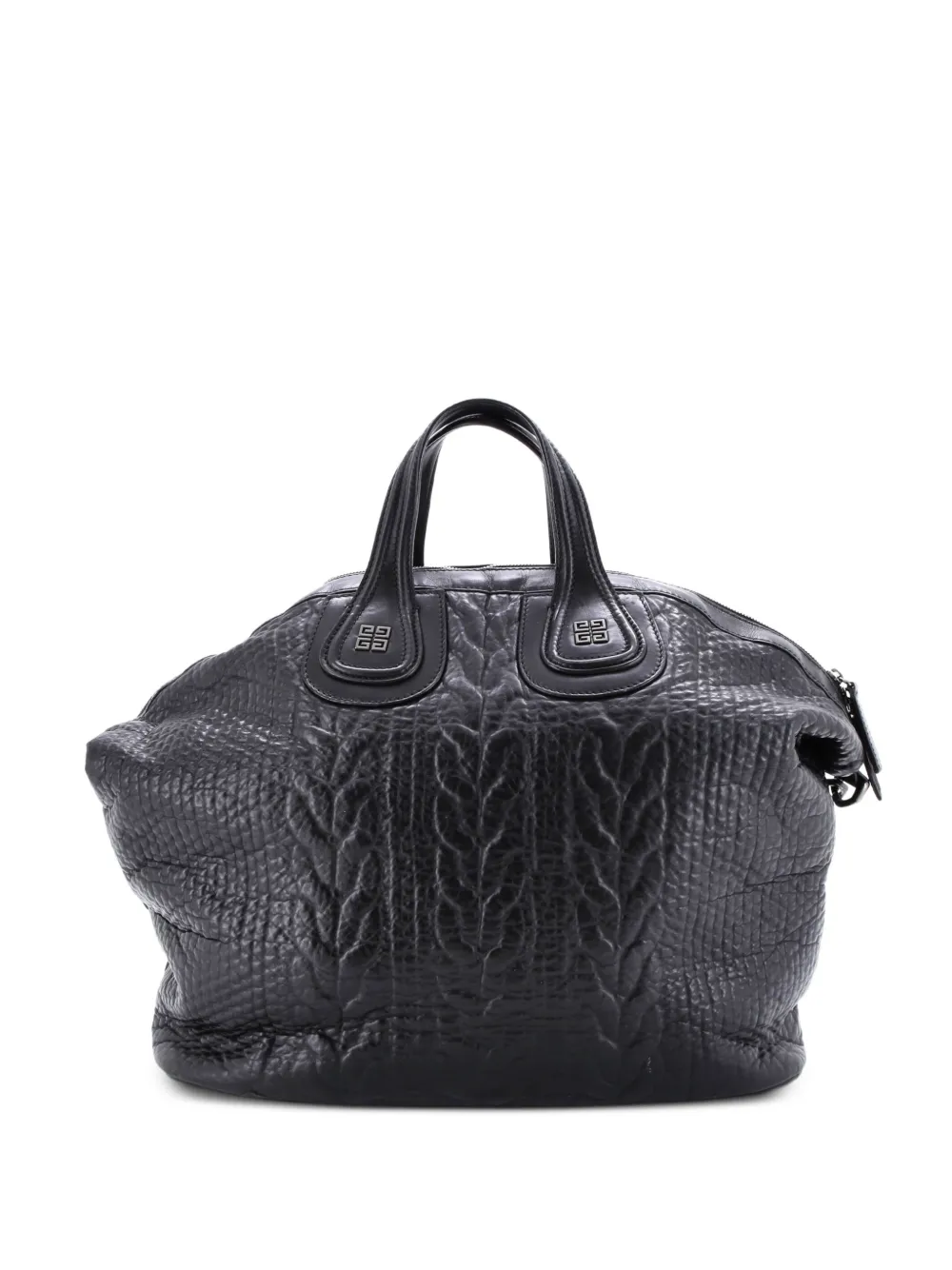 Pre-owned Givenchy Nightingale Embossed Leather Large Satchel In Black