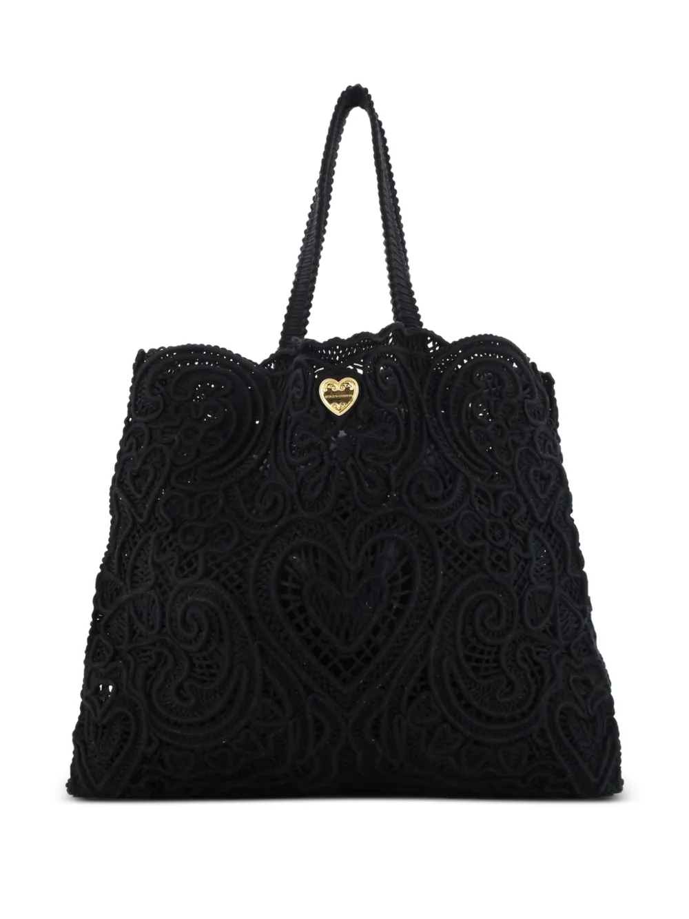 Dolce & Gabbana Pre-Owned Beatrice Crochet Lace Jacquard Large tote bag - Nero