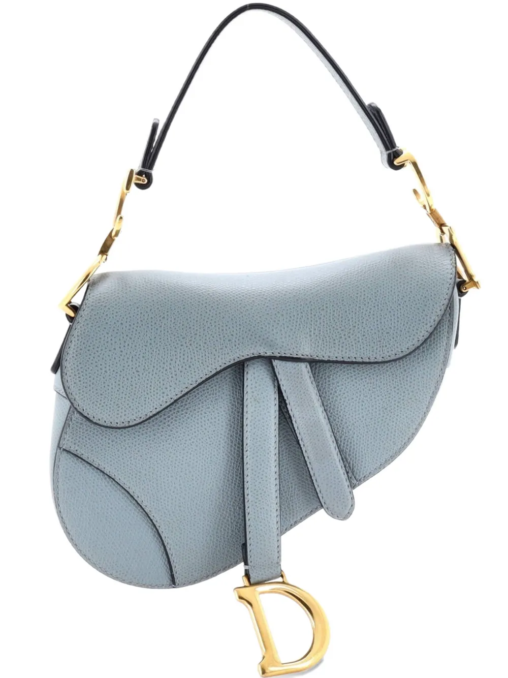 Pre-owned Dior Saddle Handbag Leather Mini Shoulder Bag In Blue