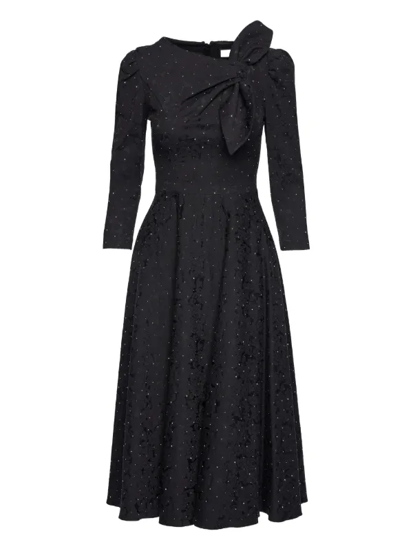 NISSA Embellished Brocade Midi Dress | Black | FARFETCH