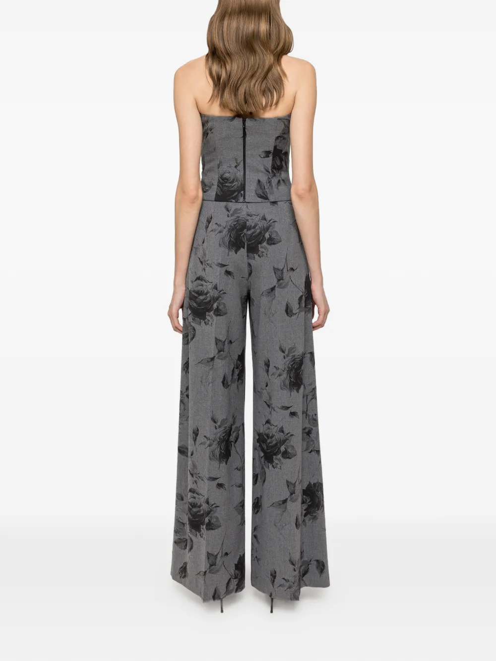 NISSA Broek met bloemenprint Grijs