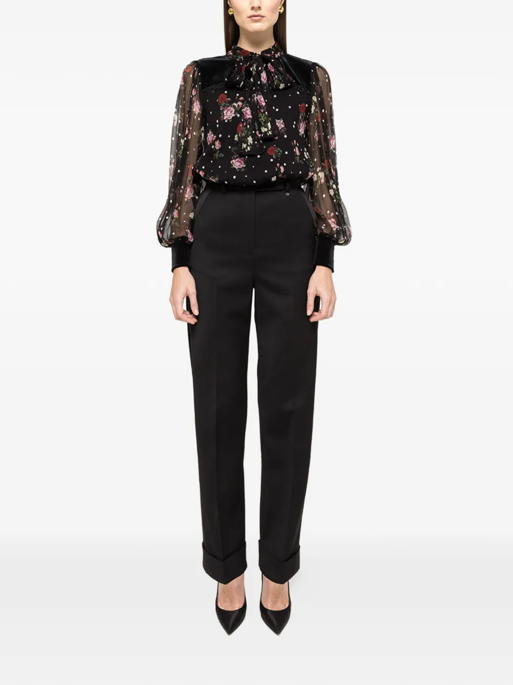 NISSA floral polka-dot top - Zwart