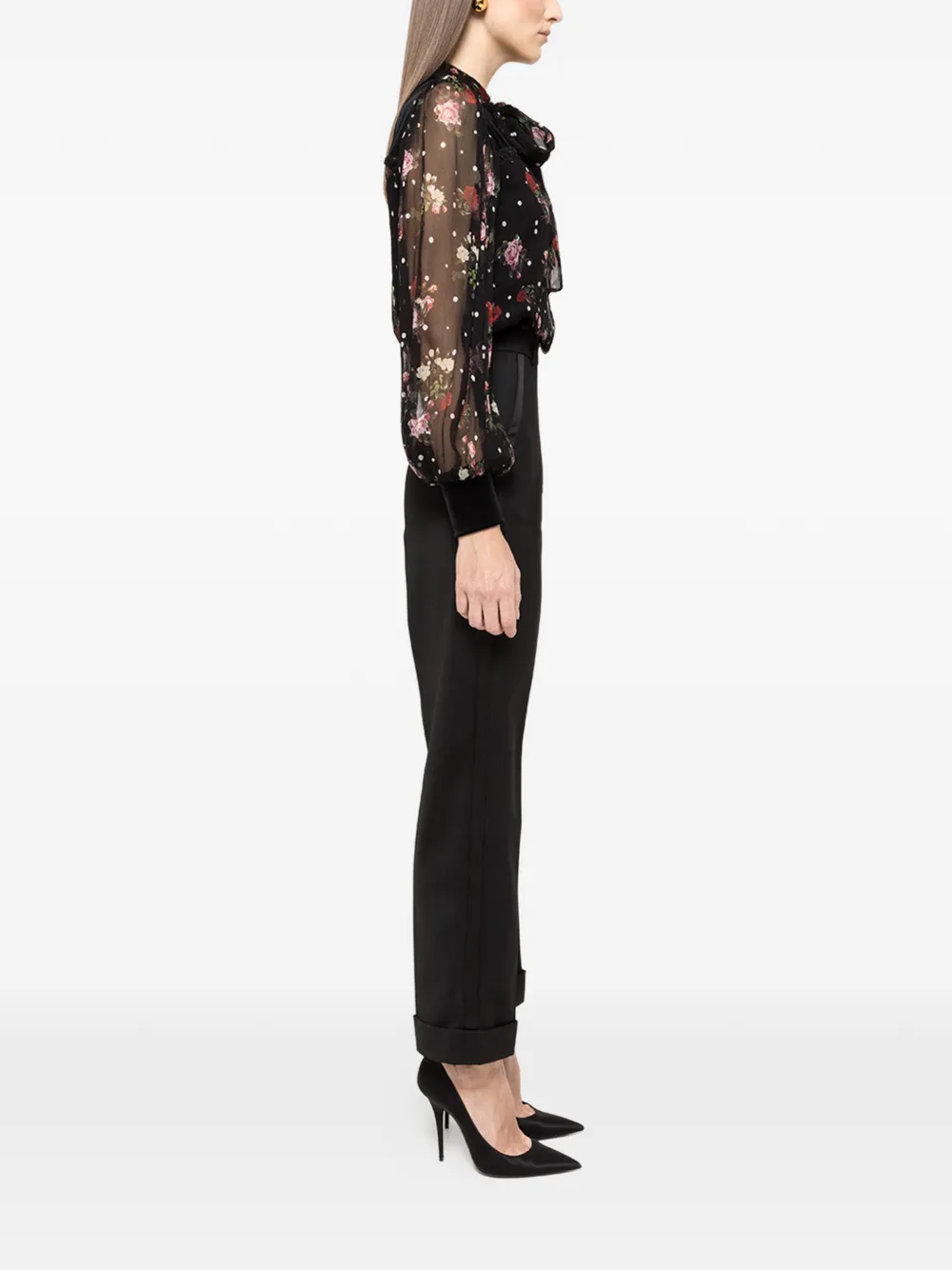  Nissa Floral Polka-dot Top - Black 