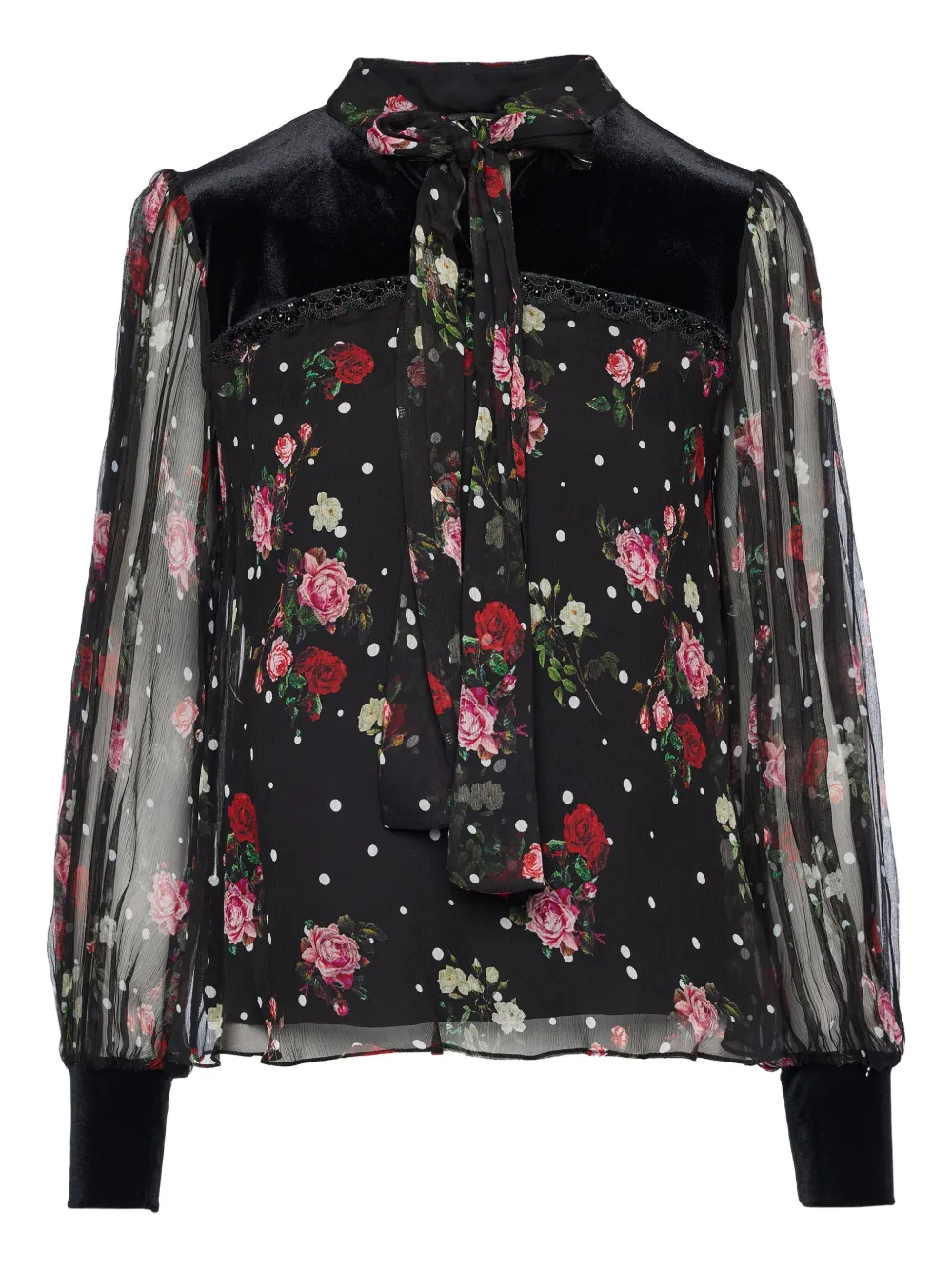 NISSA floral polka-dot top - Nero