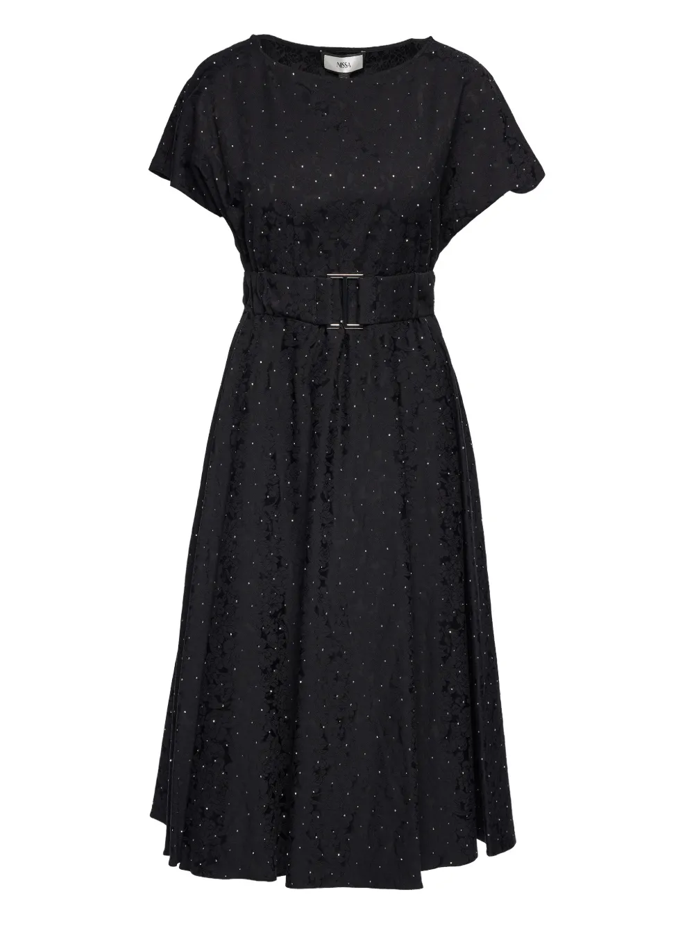 NISSA embellished brocade midi dress - Nero