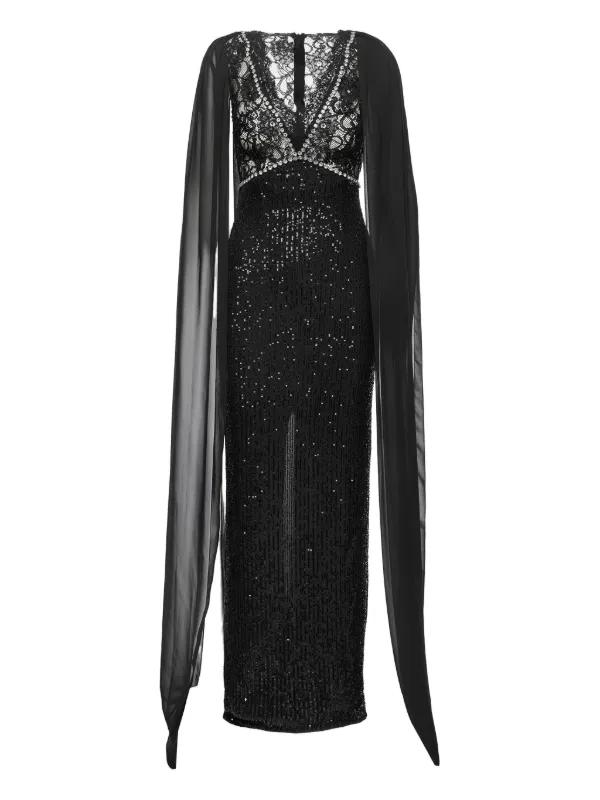 chinese dress ladies Stellar Black Embellished Lace High-Neck Maxi Dress With Long Sleeve – Club  L London