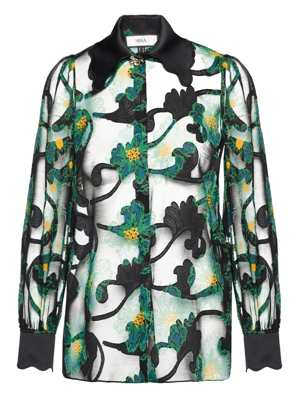 Nissa Floral Top In Black