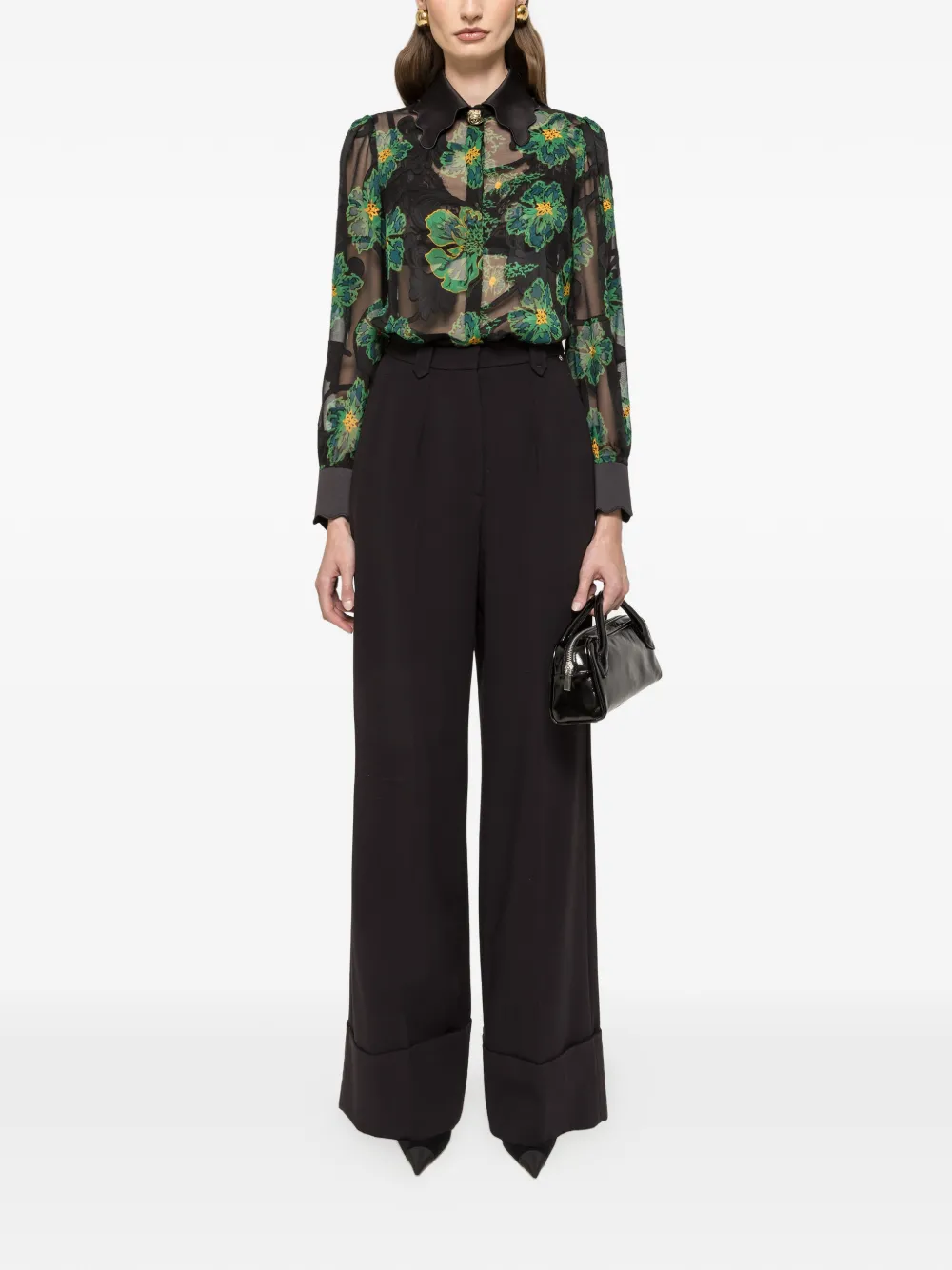 NISSA floral top - Zwart