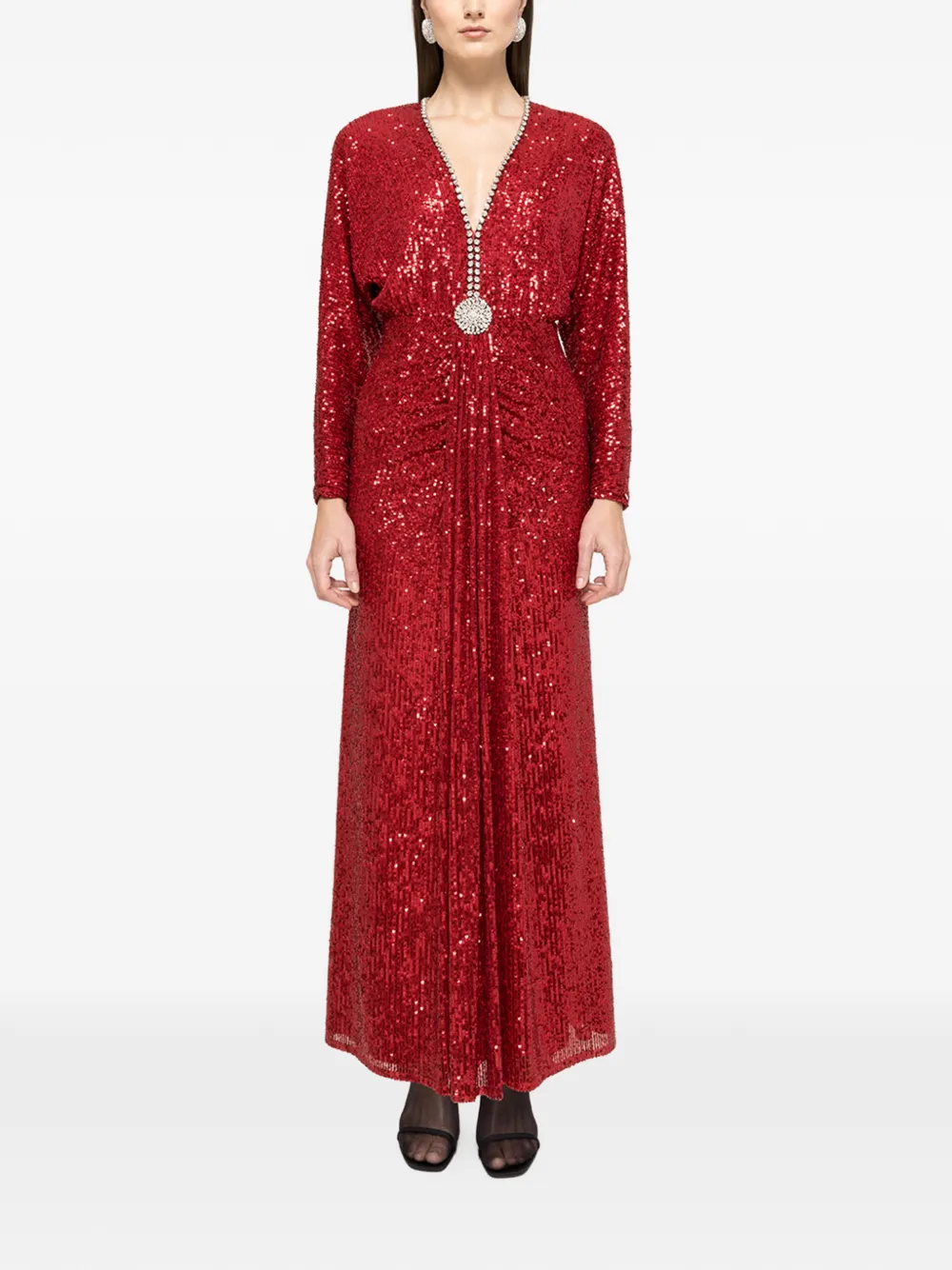 NISSA embellished sequined maxi dress - Rood