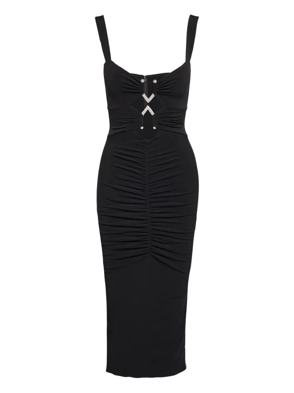NISSA embellished ruched midi dress - Nero