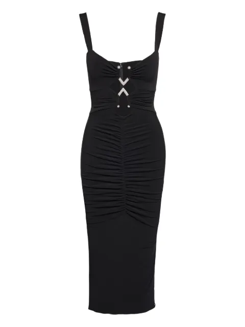 NISSA embellished ruched midi dress
