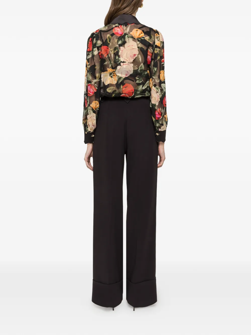 NISSA Gewelfde top met print Zwart