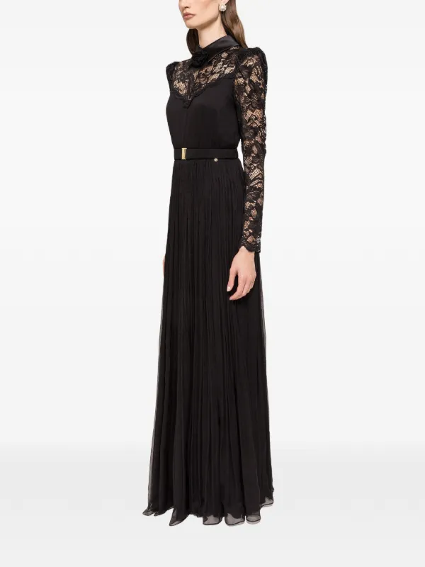 open lace back dress Beige Sequin Lace Pleated Dress Beige / US 12