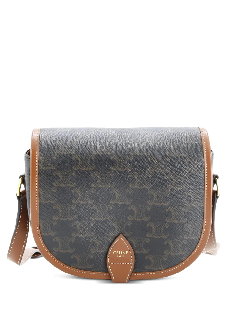 Celine Pre-Owned Folco Bag Triomphe Coated Canvas Large crossbody bag - Marrone