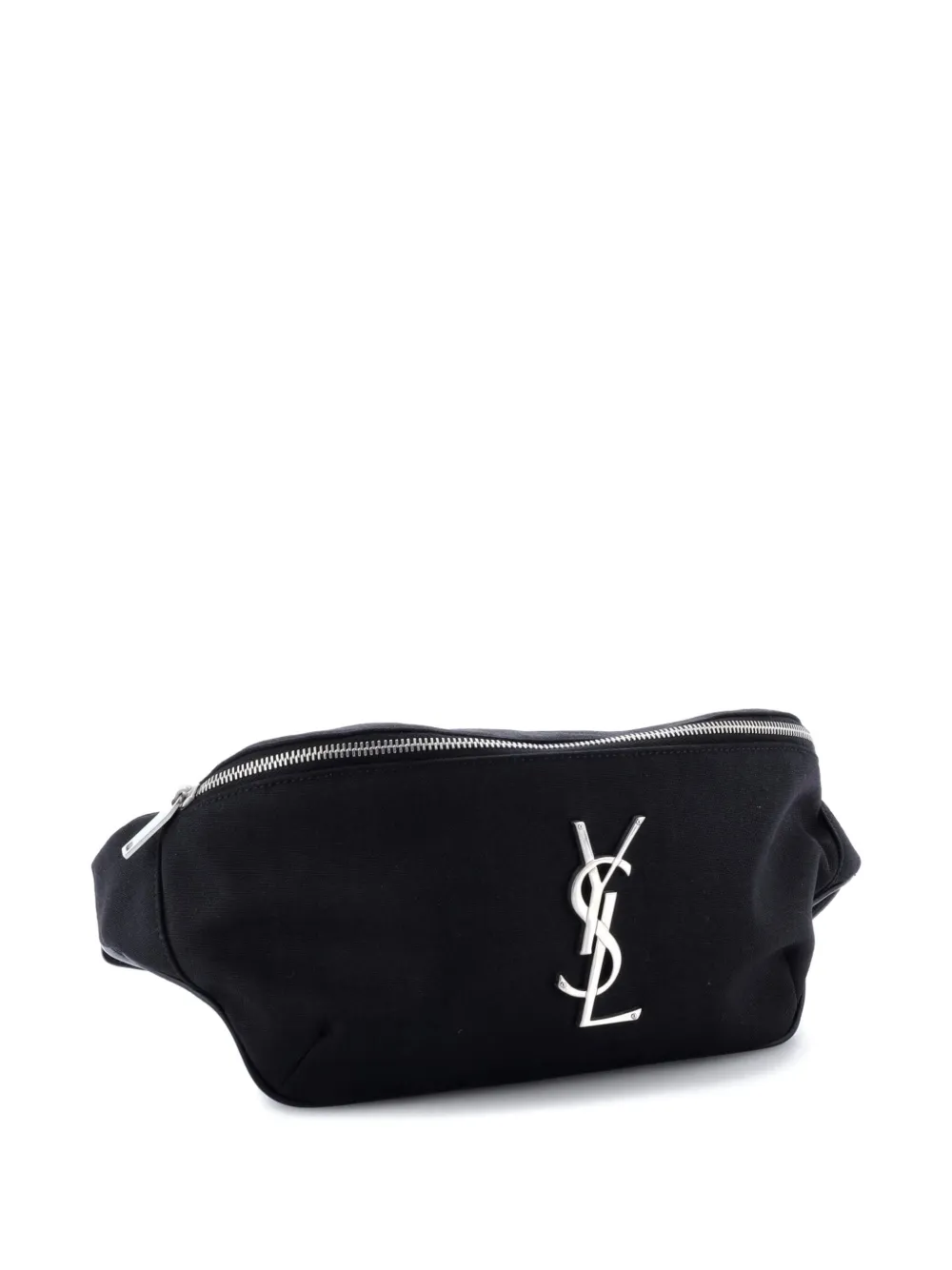 SAINT LAURENT Pre-owned Classic Monogram Canvas Belt Bag In Black