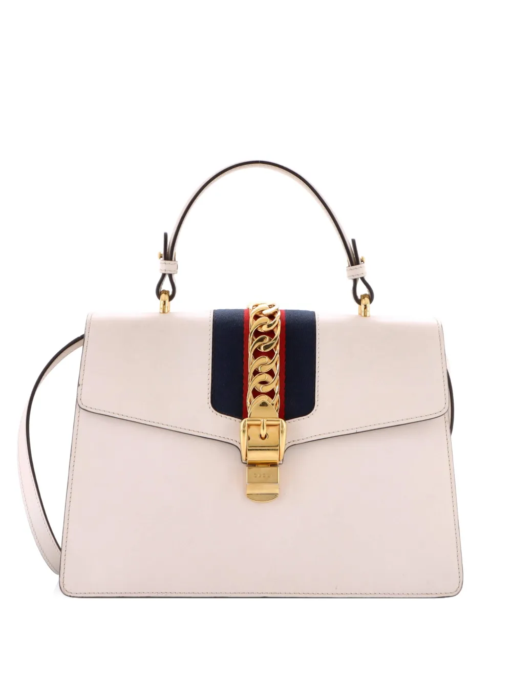 Pre-owned Gucci Sylvie Top Handle Bag Leather Medium Satchel In White